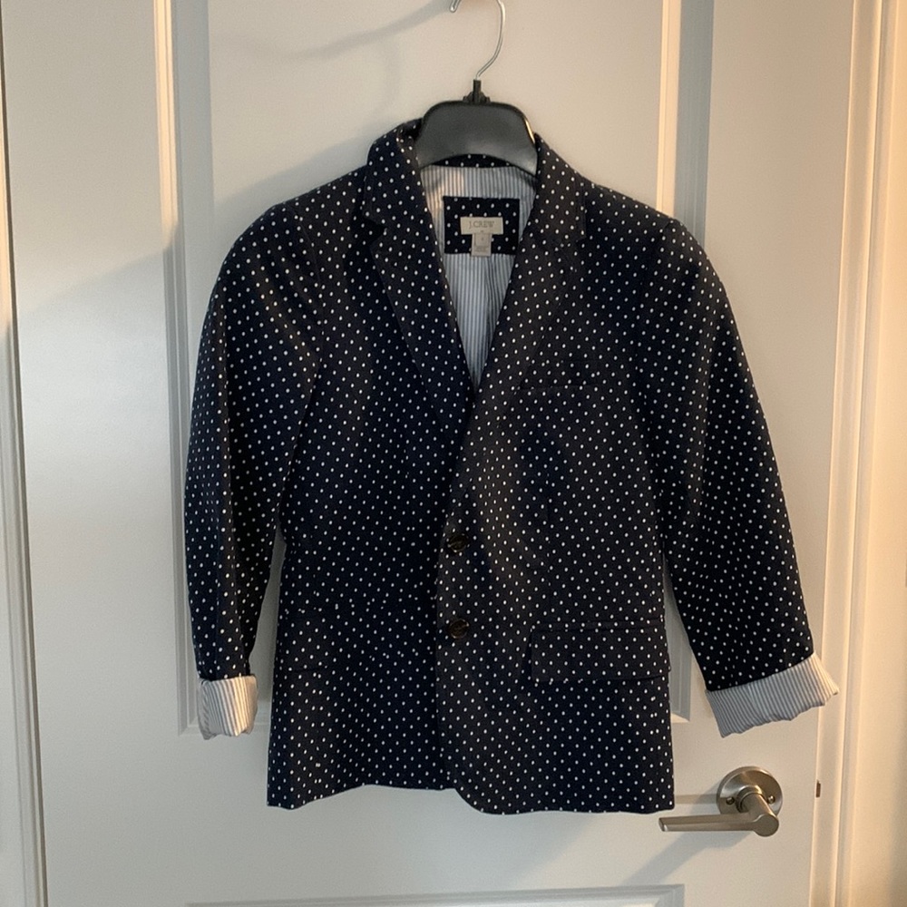 J. Crew Navy Polka Dot Blazer